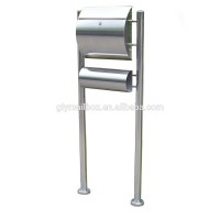 standing stainless steel round mailbox with newspaper holder letterbox